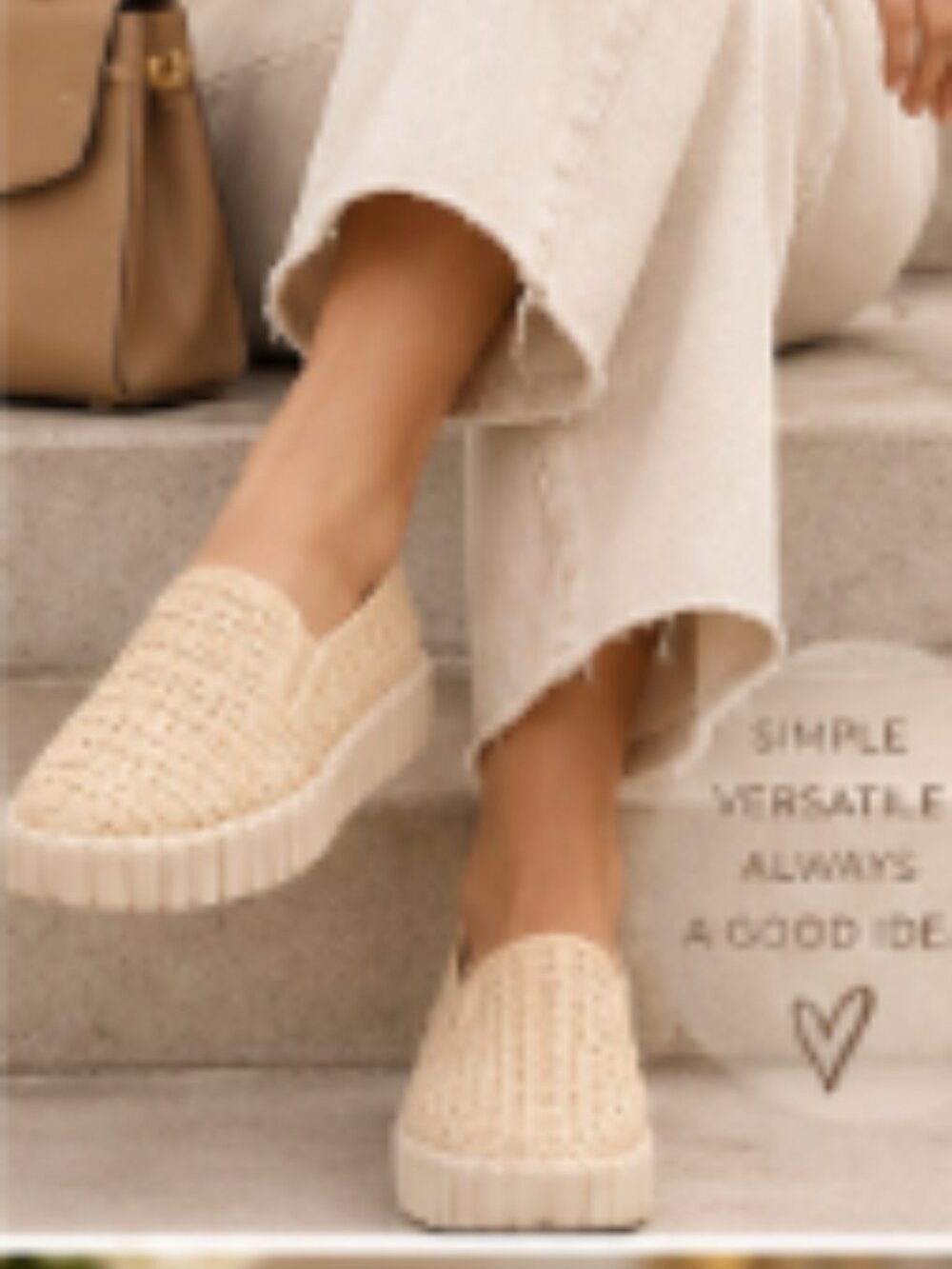 Easy Street Off-White Slip-On Shoes Size 8.5 NWOT